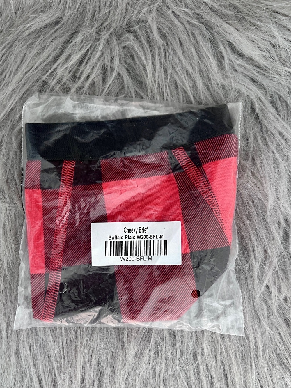 MeUndies Buffalo Plaid Cheeky Brief in Red and Black